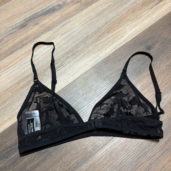 & Other Stories 6 Lace Triangle Bra Mesh Black Sheer Dolphin Adjustable Strap - Picture 6 of 10
